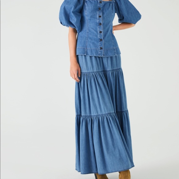 zara denim maxi skirt